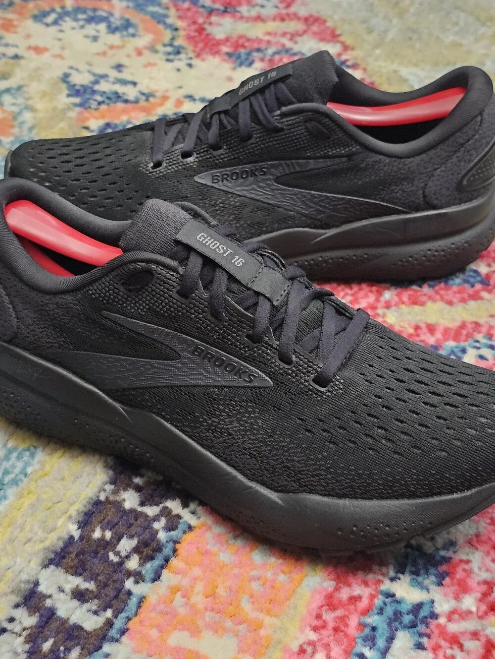 Brooks Ghost 16 Mens 7.5 Narrow Black Running Shoes 1204071D020 Sneakers